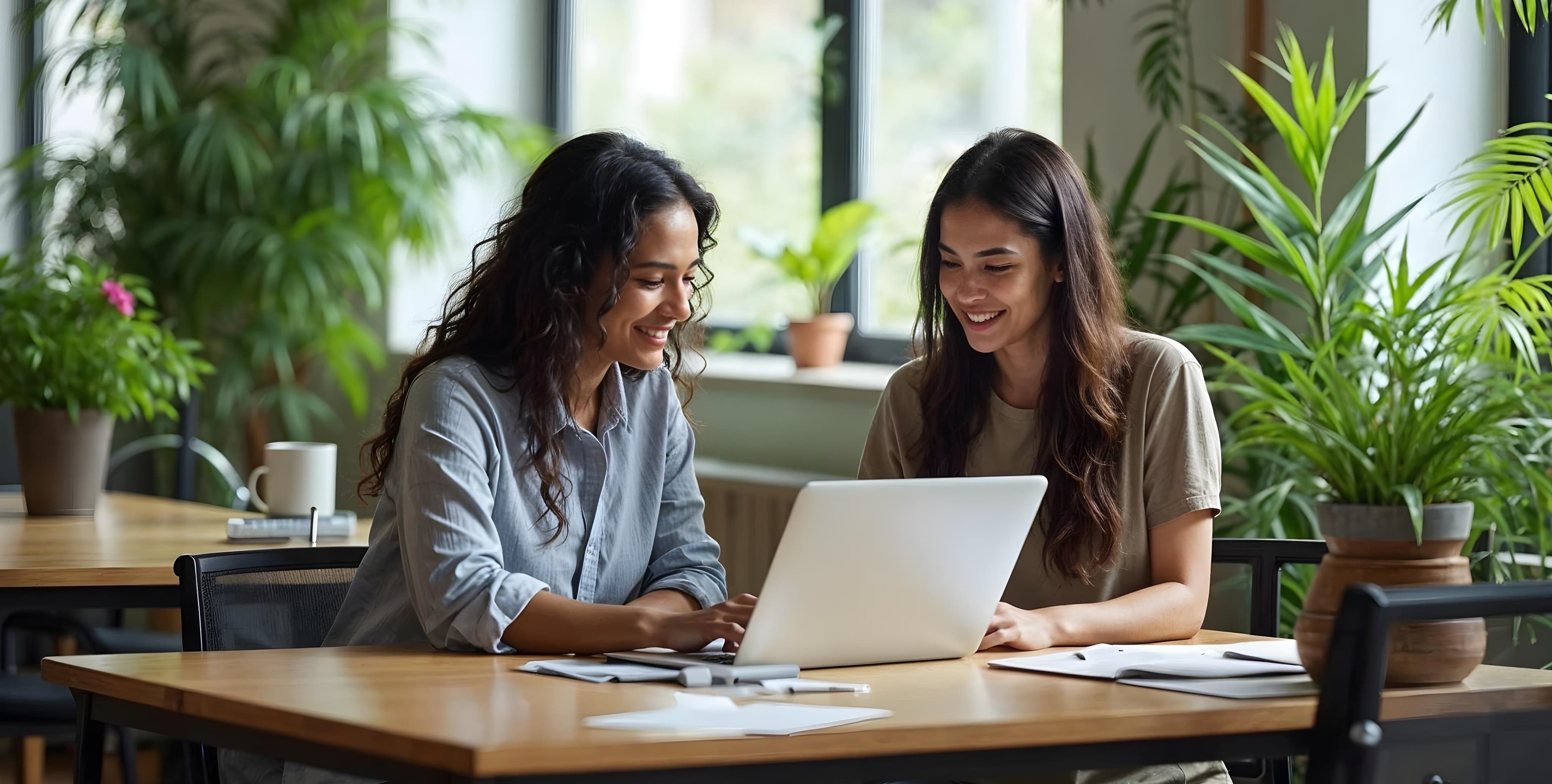 Women collaborating on career restart from home and across regions